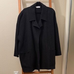 Gispa Donna Italy  alpaca draped Black Oversized Coat